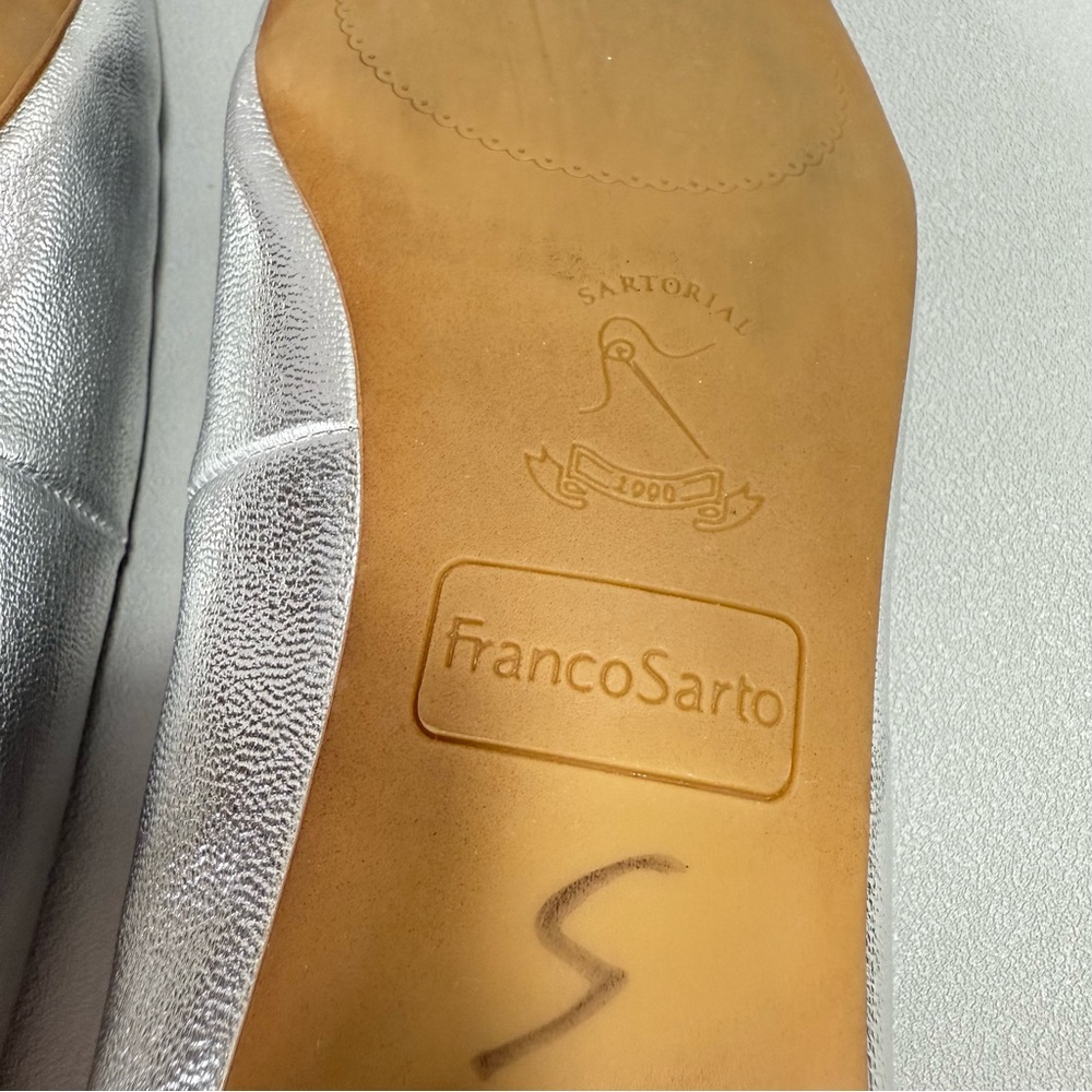Franco Sarto Ariel Metallic Silver Square Toe Ballet Flats - Picture 13 of 15